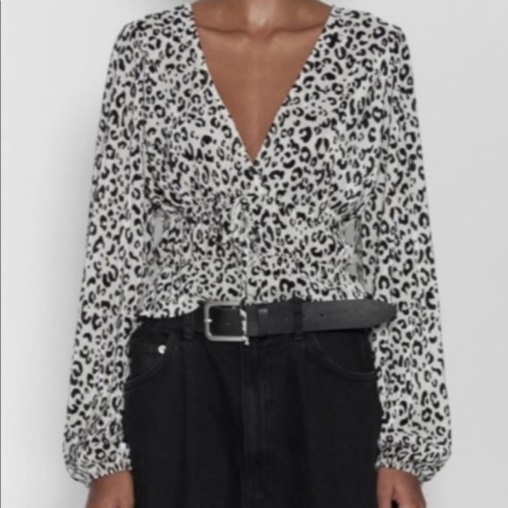 Zara Leopard Print Top | Size L - Picture 1 of 3